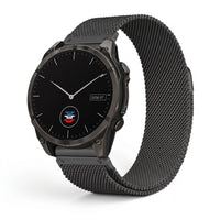 Bracelet Alvéole milanais acier noir, vue de face - Garmin QuickFit 26mm | Clipz-it