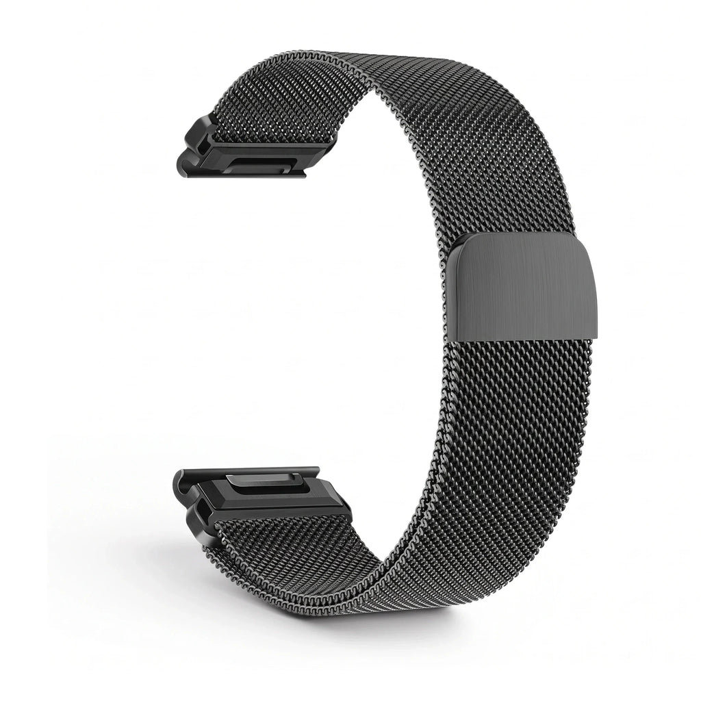 Bracelete Alvéole malha milanesa preta, vista de trás - Garmin QuickFit 26 mm | Clipz-it