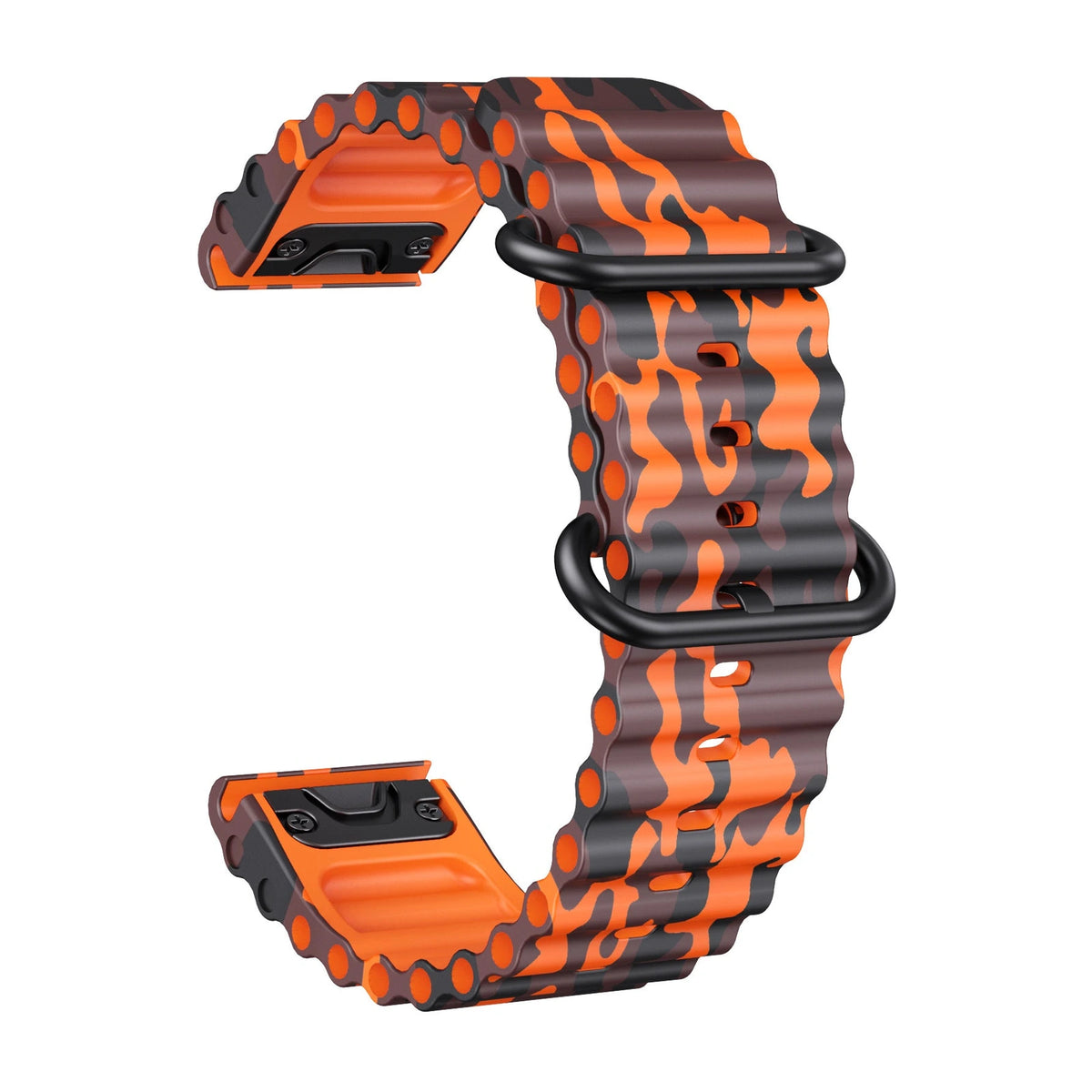 Silikonski remen za sat Drift s ventilacijskim otvorima, narančasti maskirni uzorak, prikaz 2 - Garmin QuickFit 26 mm | Clipz-it