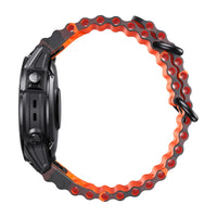 Silikonski remen za sat Drift s ventilacijskim otvorima, narančasti maskirni uzorak, prikaz položenog remena za sat - Garmin QuickFit 26 mm | Clipz-it