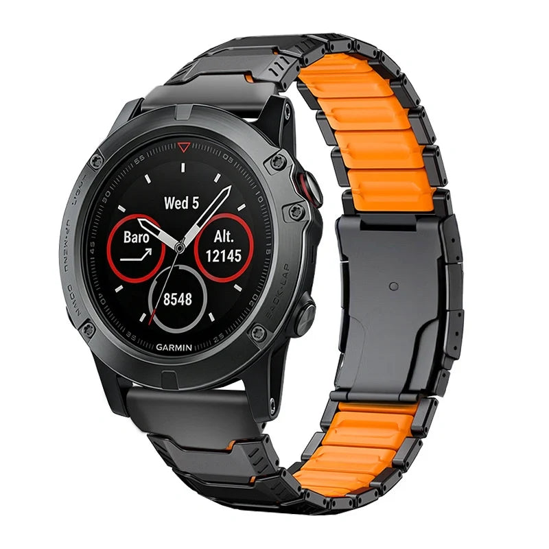 Bracelete Forge preto / laranja, vista 3 - Garmin QuickFit 26 mm | Clipz-it