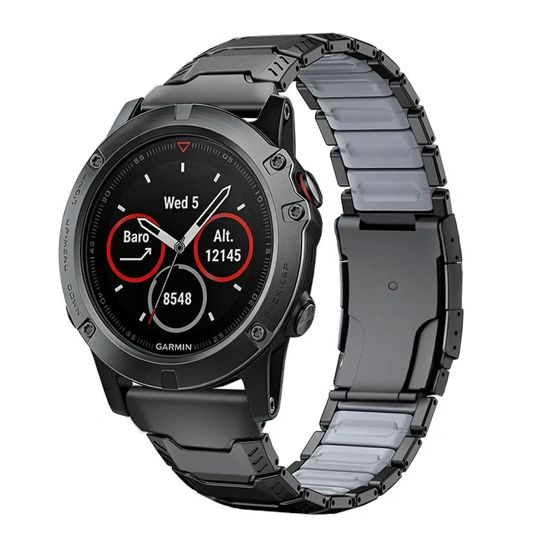 Bracelete Forge titânio / preto, vista 5 - Garmin QuickFit 26 mm | Clipz-it