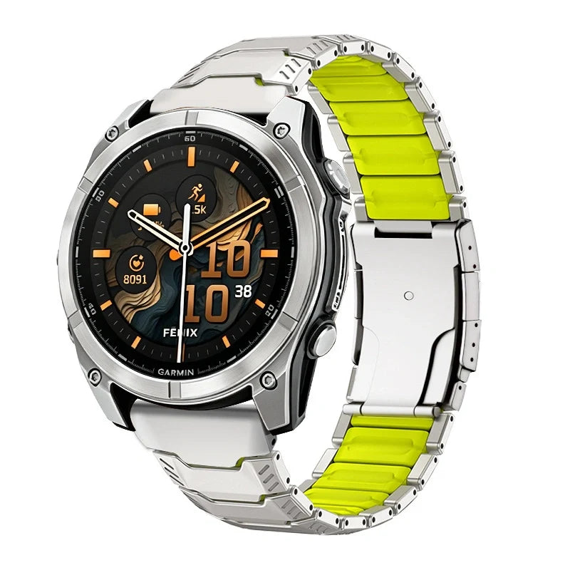Bracelete Forge titânio / verde, vista 3 - Garmin QuickFit 26 mm | Clipz-it