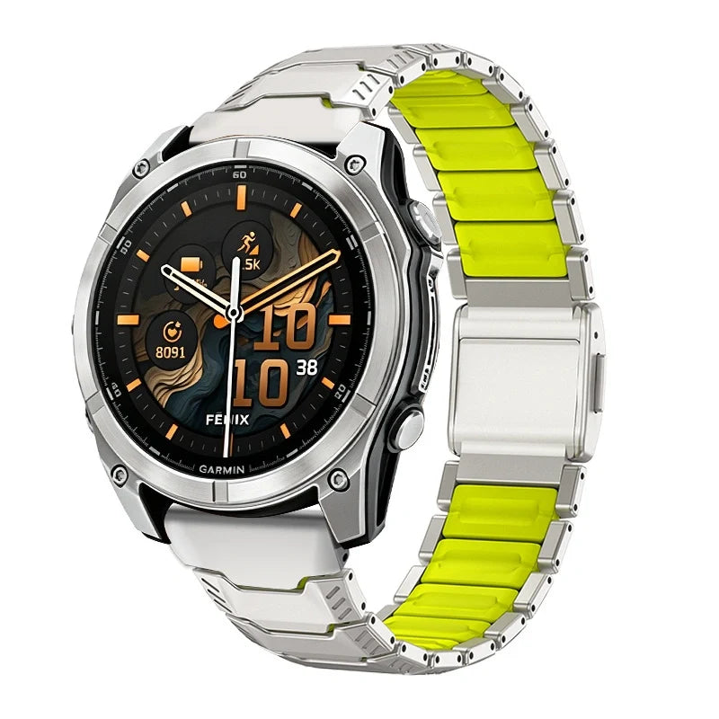 Bracelete Forge titânio / verde - Garmin QuickFit 26 mm | Clipz-it