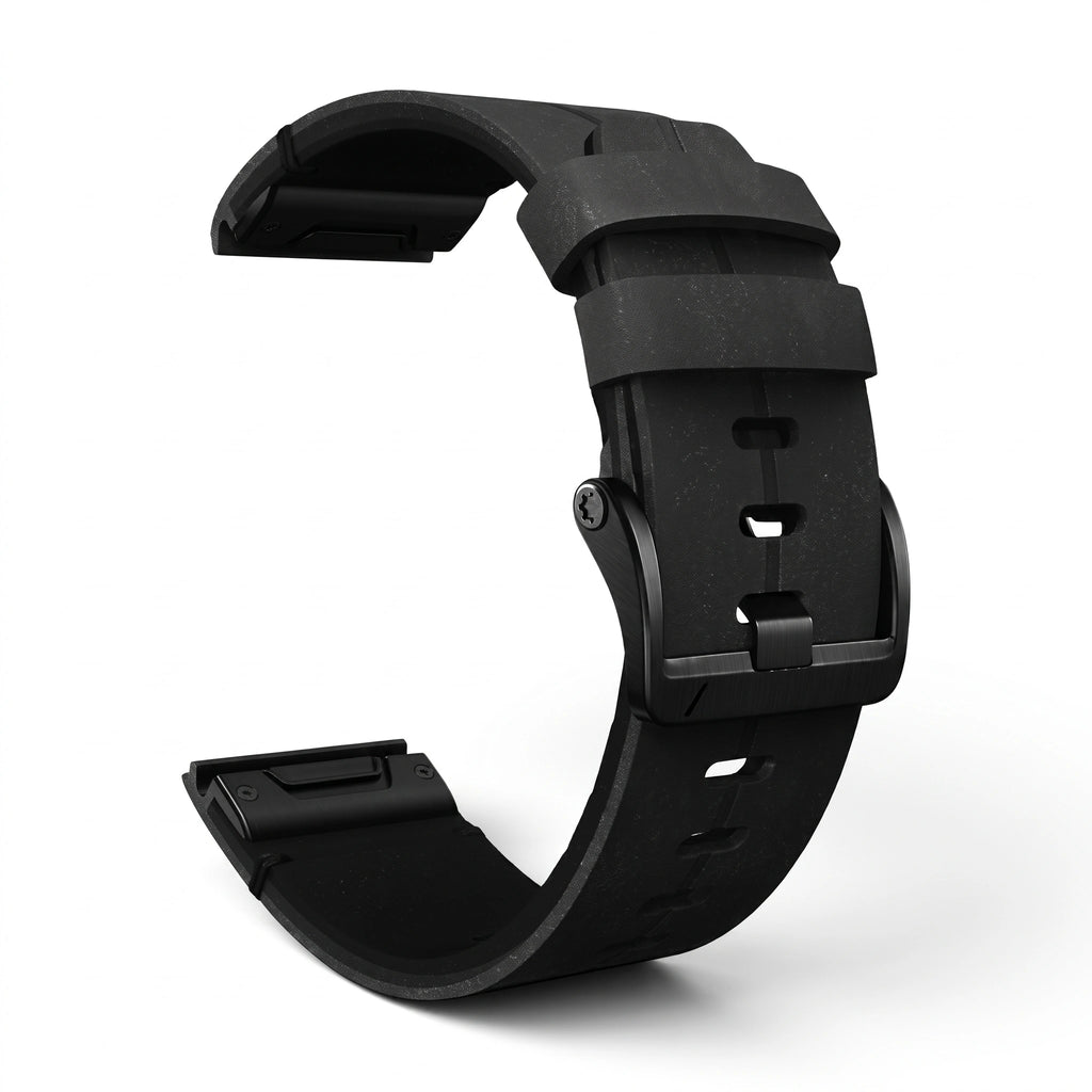 Bracelet Havane Titane cuir et titane noir, vue de dos - Garmin QuickFit 26mm | Clipz-it