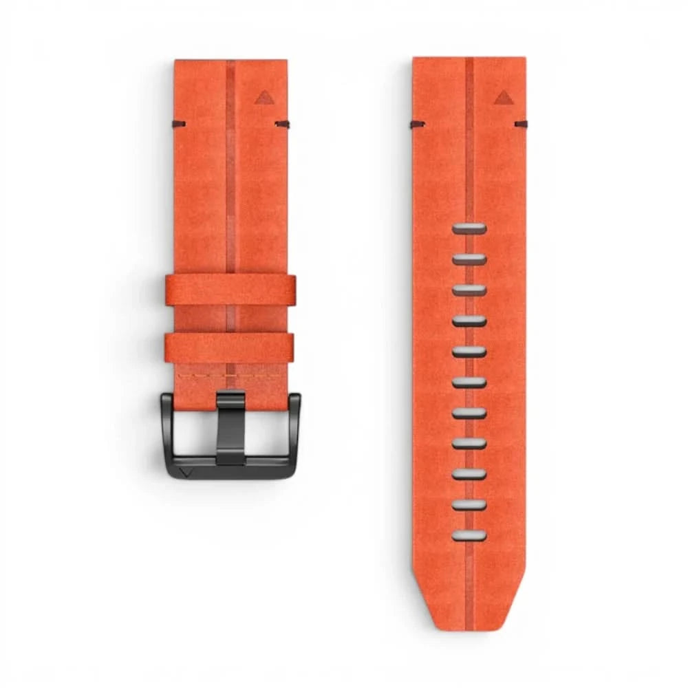 Bracelet Havane Titane cuir et titane titane, vue de profil 2 - Garmin QuickFit 26mm | Clipz-it