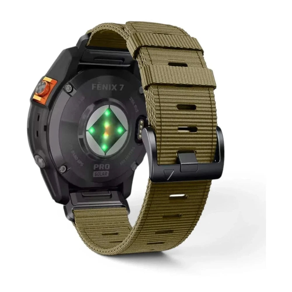 Λουράκι Kevlar υφασμάτινο καφέ, πίσω όψη - Garmin QuickFit 26mm | Clipz-it