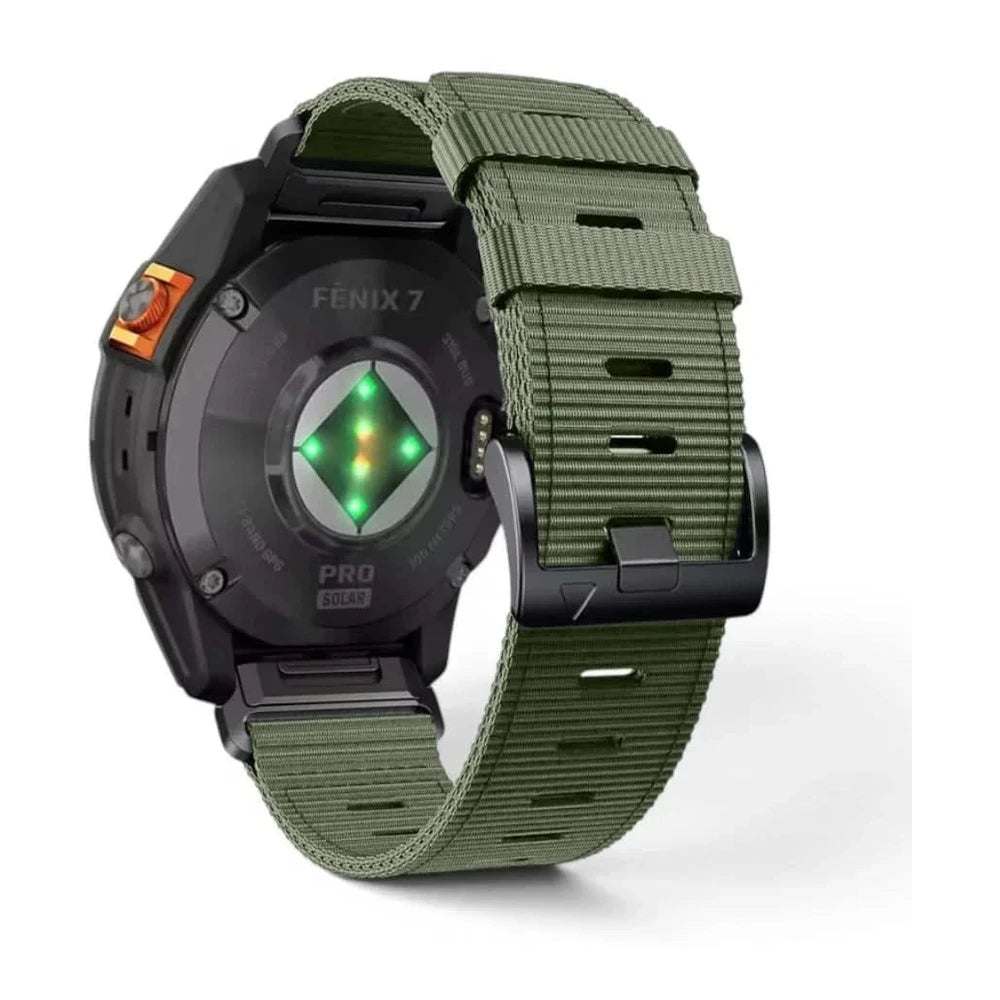 Bracelet Kevlar nylon vert, vue de dos - Garmin QuickFit 26mm | Clipz-it