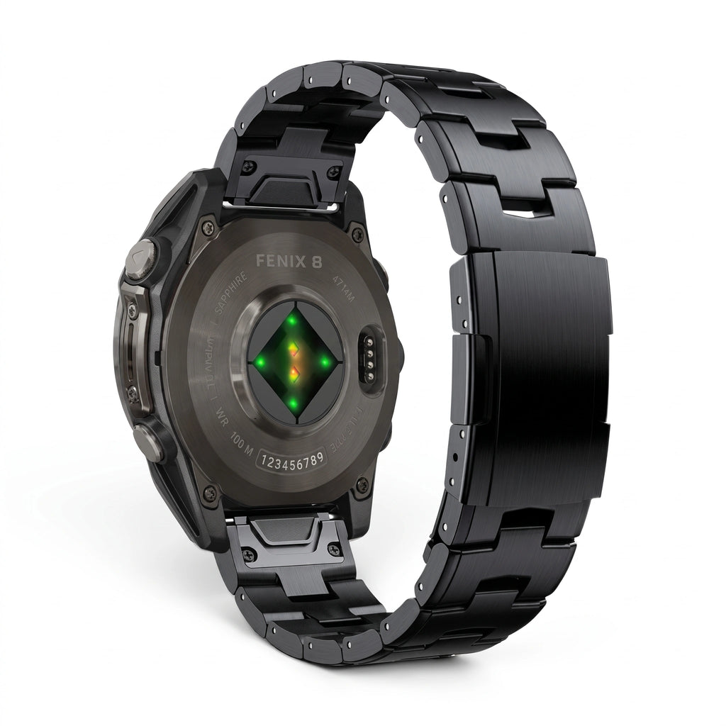 Bracelet Kratos titane noir, vue de face 2 - Garmin QuickFit 26mm | Clipz-it