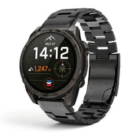 Bracelet Kratos titane noir, vue de face - Garmin QuickFit 26mm | Clipz-it