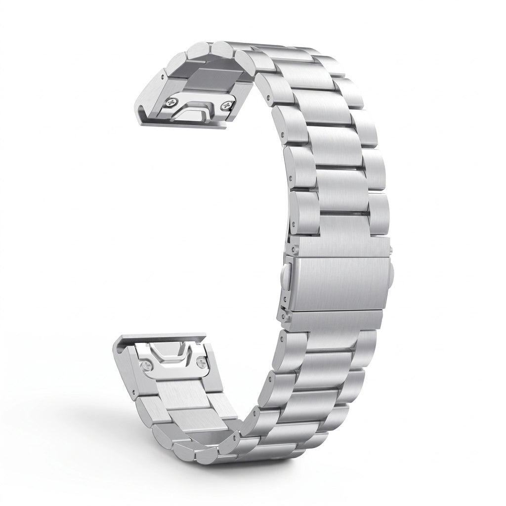 Bracelet Maillon acier inoxydable acier argenté, vue de dos - Garmin QuickFit 26mm | Clipz-it
