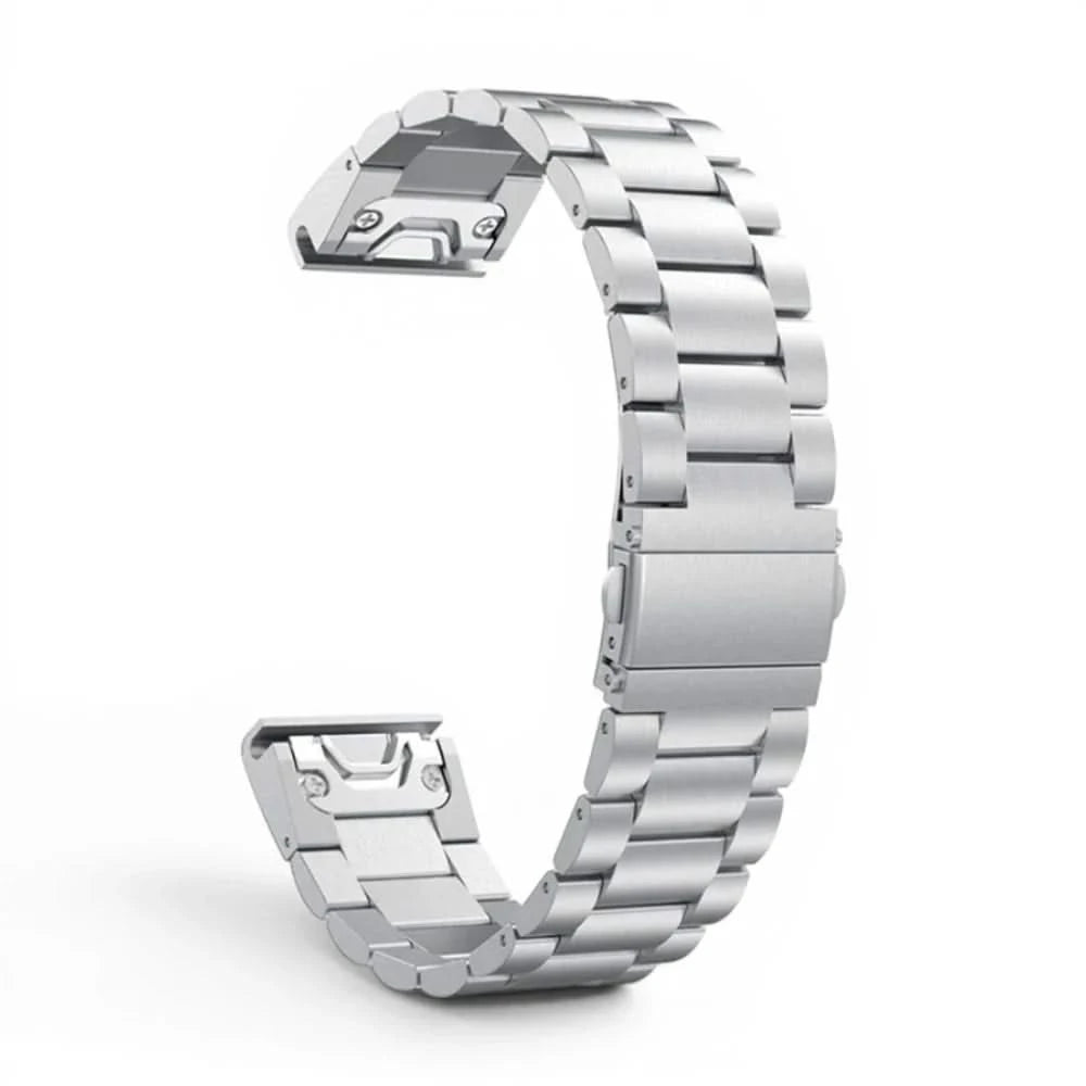 Bracelet Maillon acier inoxydable acier argenté, vue de dos - Garmin QuickFit 26mm | Clipz-it