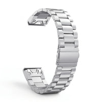Bracelet Maillon acier inoxydable acier argenté, vue de dos - Garmin QuickFit 26mm | Clipz-it