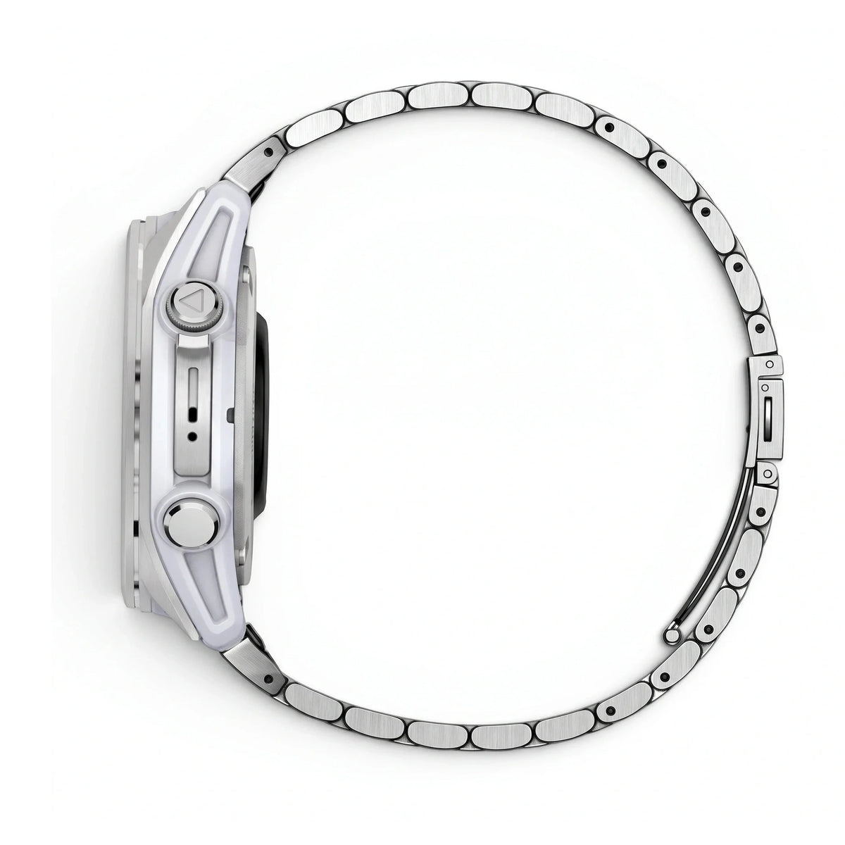 Cinturino Maillon acciaio inossidabile acciaio inossidabile argentato, vista laterale - Garmin QuickFit 26 mm | Clipz-it