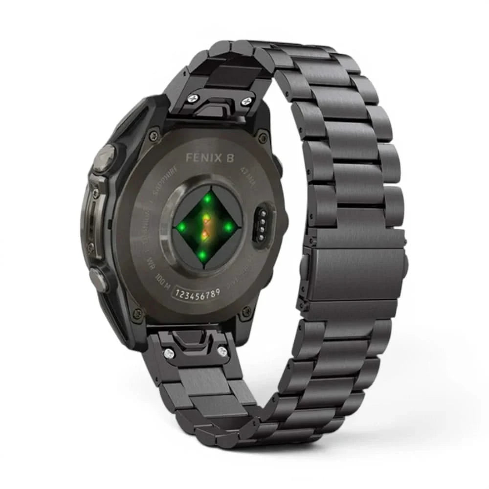 Bracelet Maillon acier inoxydable acier noir, vue de dos - Garmin QuickFit 26mm | Clipz-it