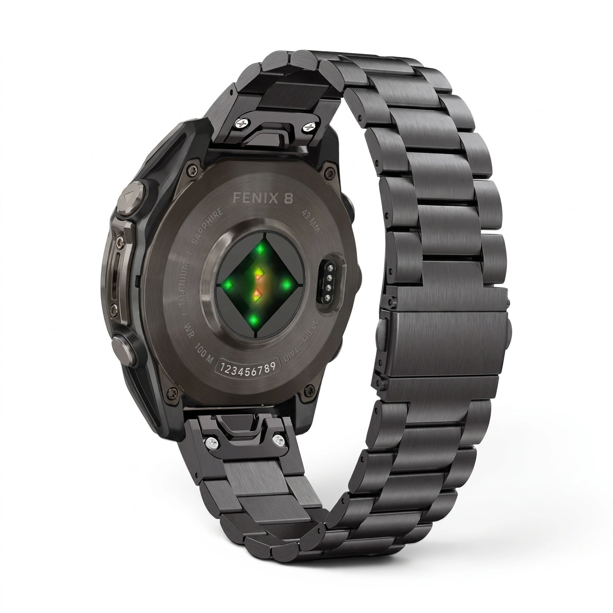 Bracelet Maillon acier inoxydable acier noir, vue de dos - Garmin QuickFit 26mm | Clipz-it