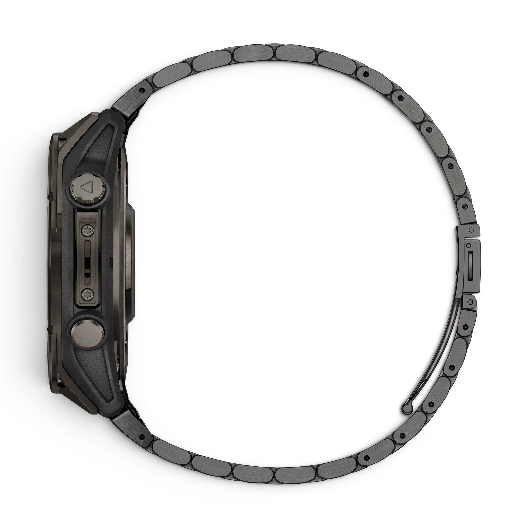 Bracelet Maillon acier inoxydable acier noir, vue de profil - Garmin QuickFit 26mm | Clipz-it
