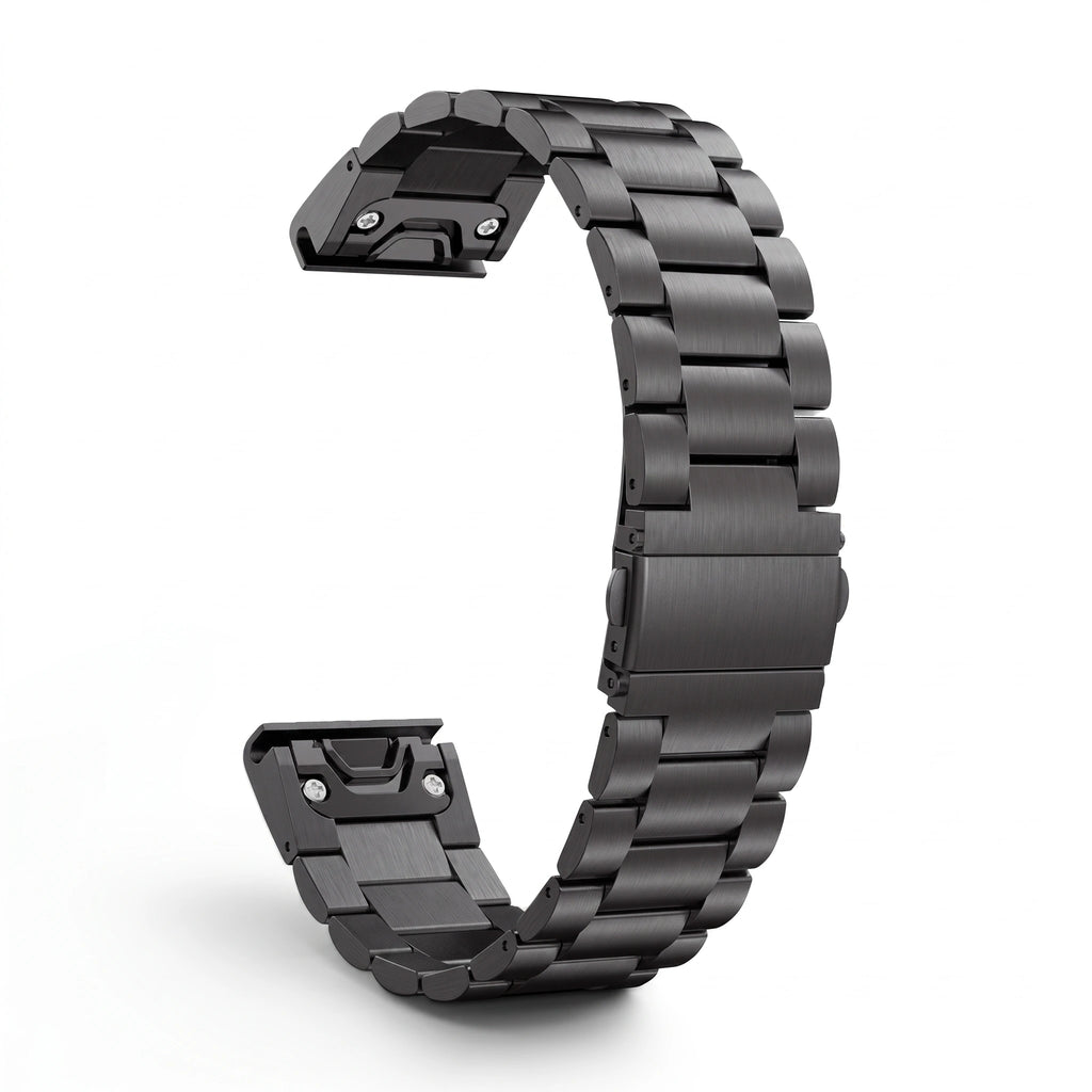 Bracelet Maillon acier inoxydable noir, vue de dos - Garmin QuickFit 26mm | Clipz-it
