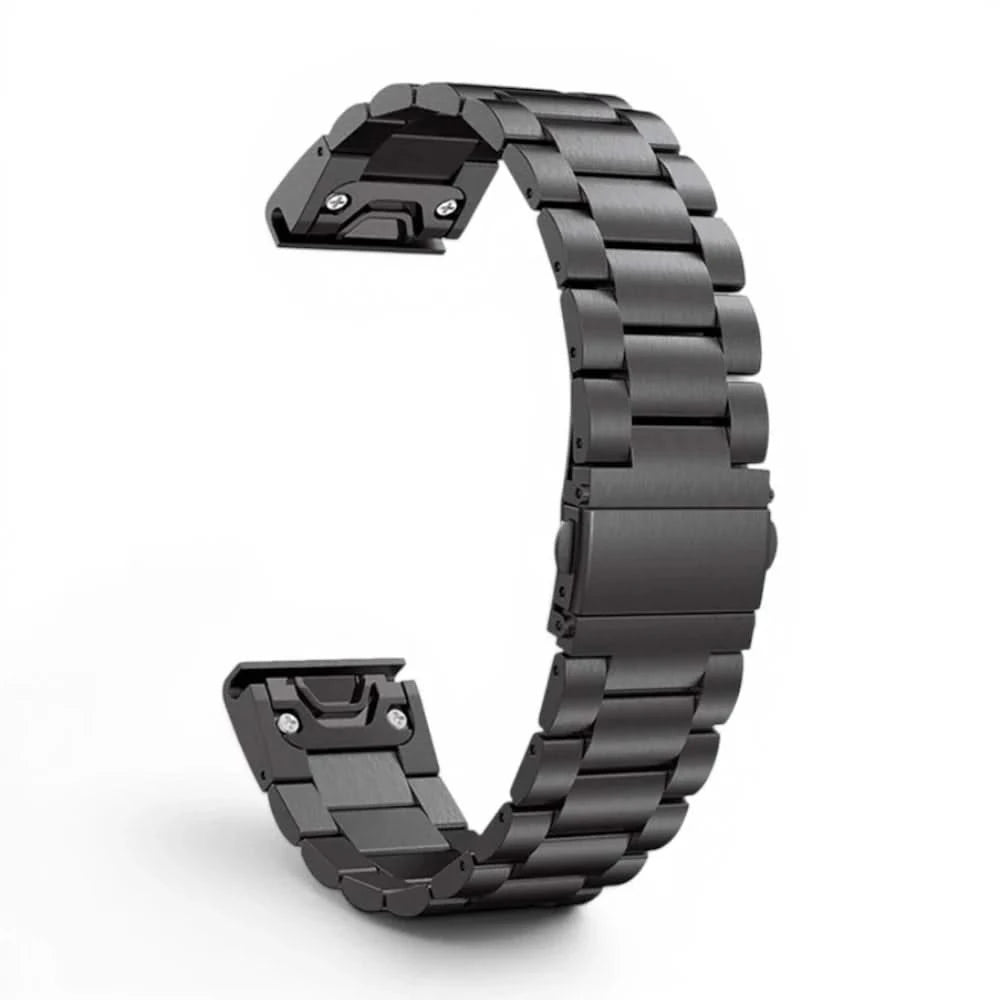 Bracelet Maillon acier inoxydable noir, vue de dos - Garmin QuickFit 26mm | Clipz-it