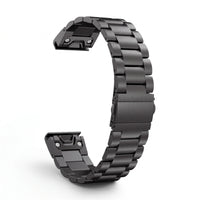 Bracelet Maillon acier inoxydable noir, vue de dos - Garmin QuickFit 26mm | Clipz-it