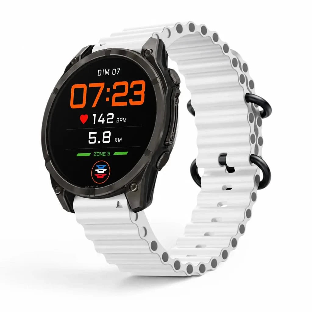 Bracelet Marine silicone blanc, vue de dos - Garmin QuickFit 26mm | Clipz-it