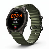 Bracelet Marine silicone vert militaire, vue de face - Garmin QuickFit 26mm | Clipz-it