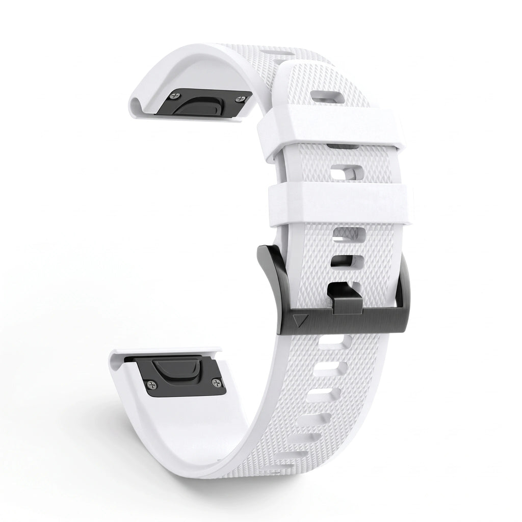 Bracelet Motion silicone blanc, vue de profil - Garmin QuickFit 26mm | Clipz-it
