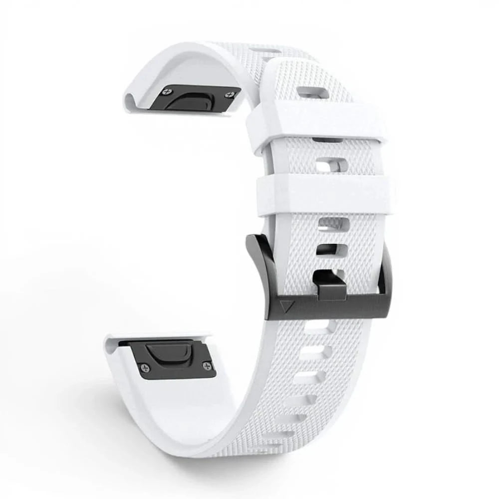 Bracelet Motion silicone blanc, vue de profil - Garmin QuickFit 26mm | Clipz-it
