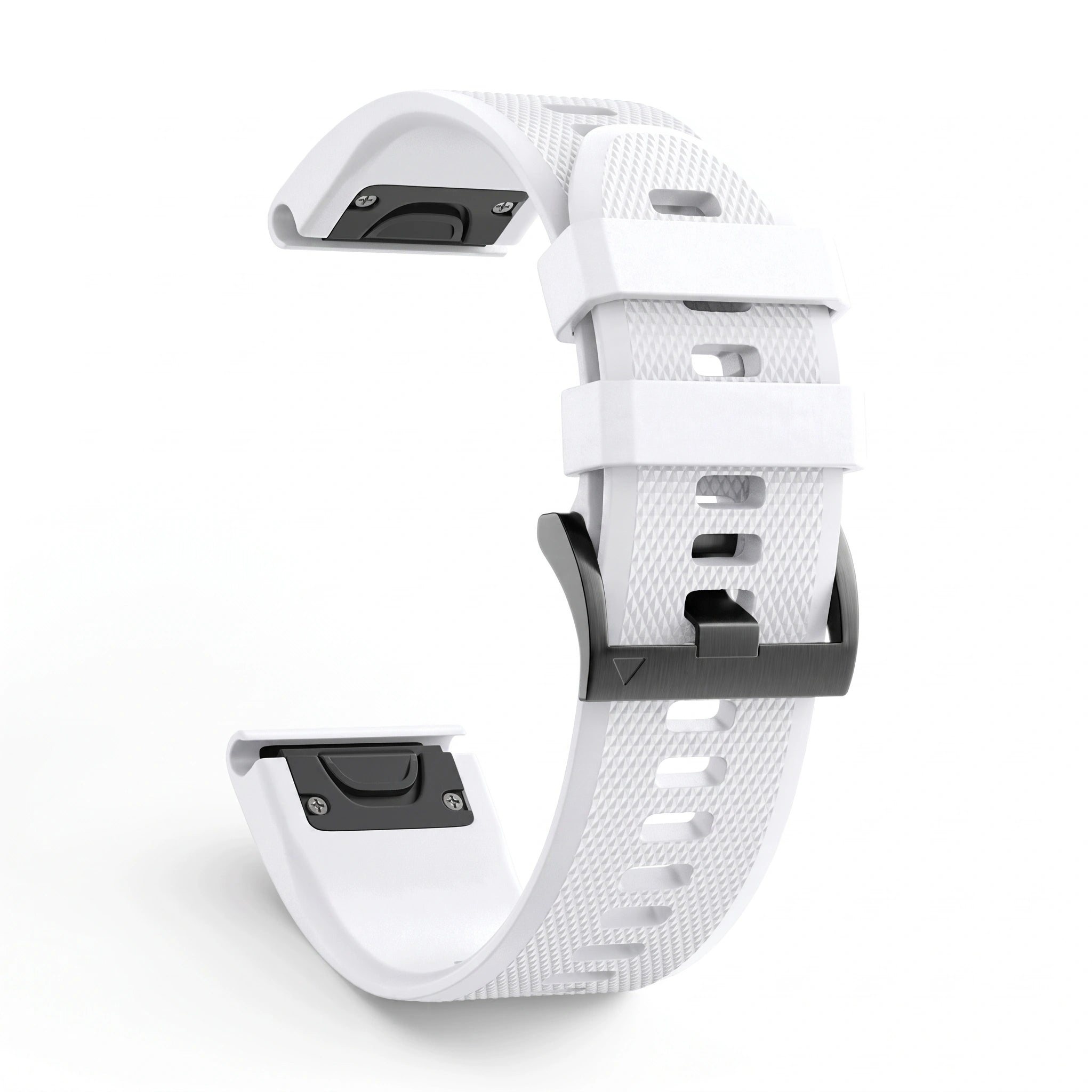 Bracelet Motion silicone blanc, vue de profil - Garmin QuickFit 26mm | Clipz-it