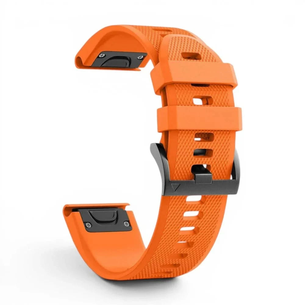 Bracelet Motion silicone orange, vue de profil - Garmin QuickFit 26mm | Clipz-it