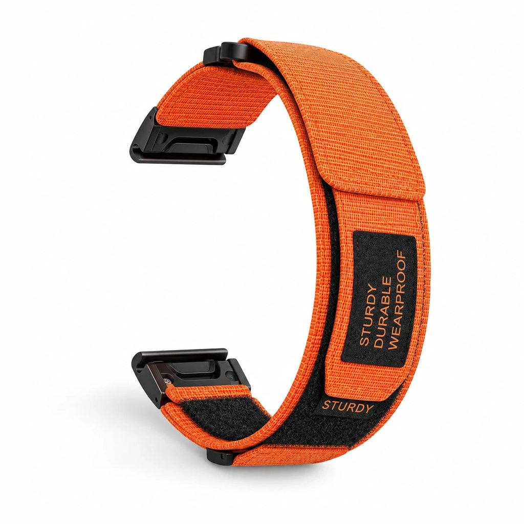 Bracelet Patrol nylon deux sections orange, vue 2 - Garmin QuickFit 26mm | Clipz-it