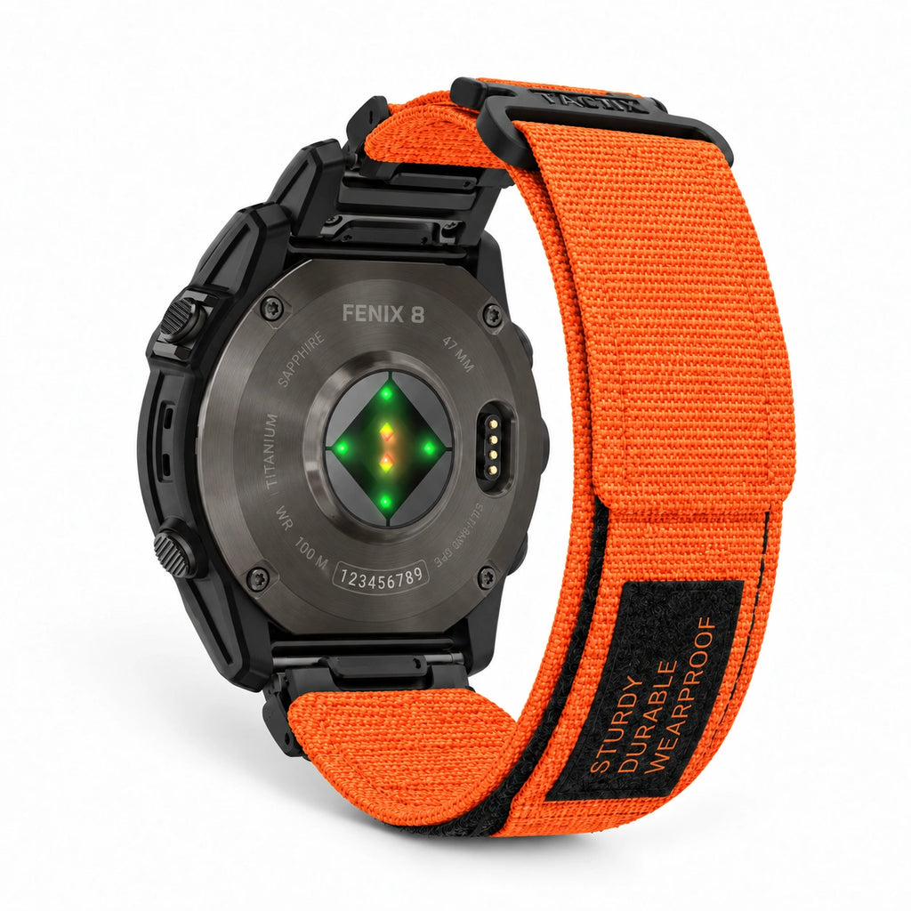 Bracelet Patrol nylon deux sections orange, vue 3 - Garmin QuickFit 26mm | Clipz-it