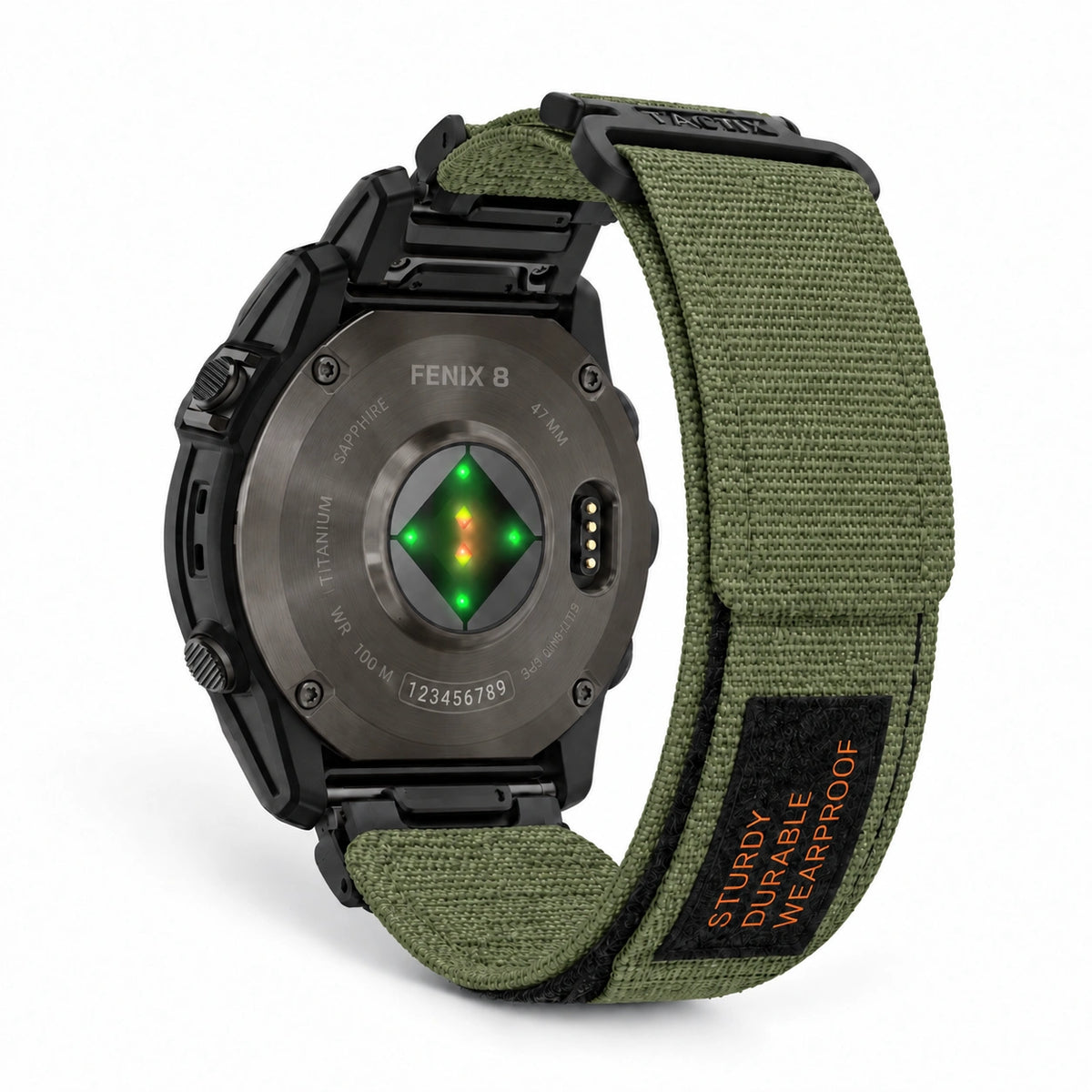 Bracelet Patrol nylon deux sections vert militaire, vue 2 - Garmin QuickFit 26mm | Clipz-it
