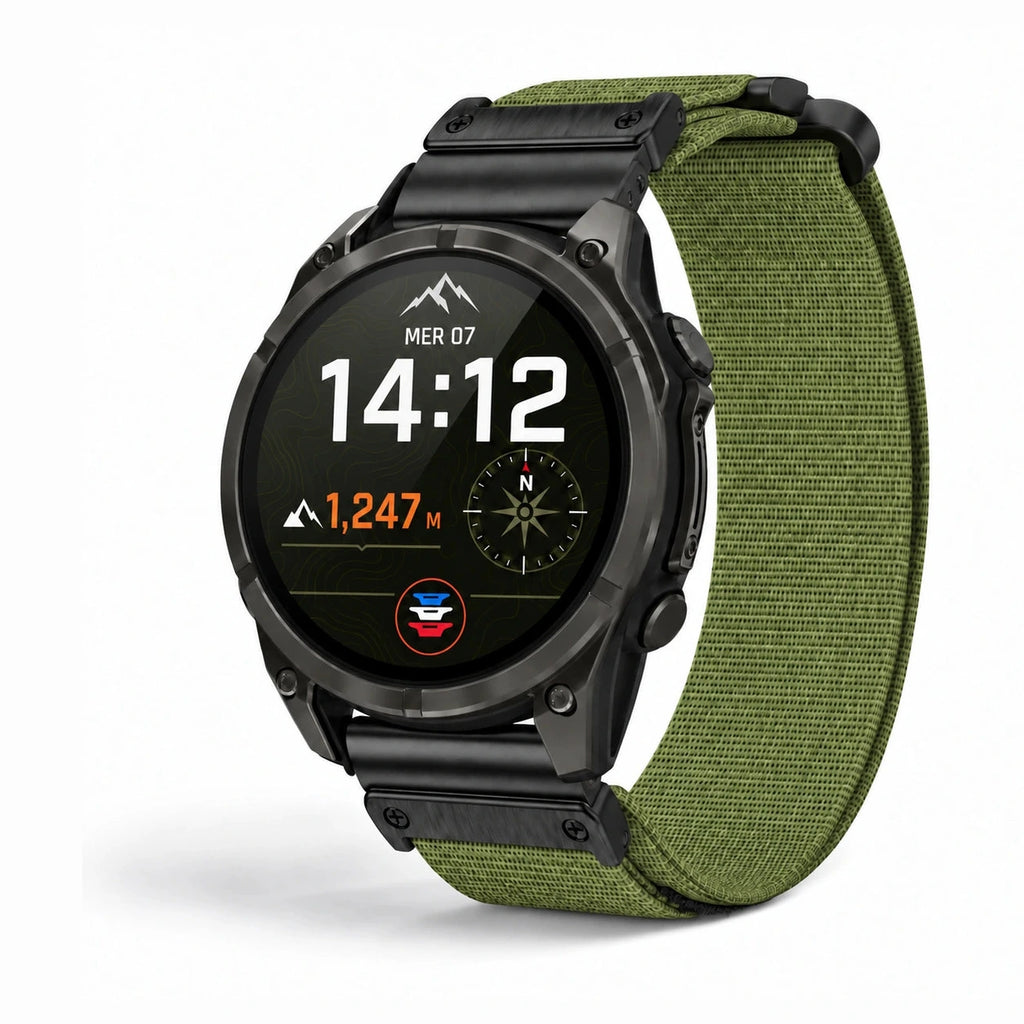 Bracelet Patrol nylon deux sections vert militaire - Garmin QuickFit 26mm | Clipz-it