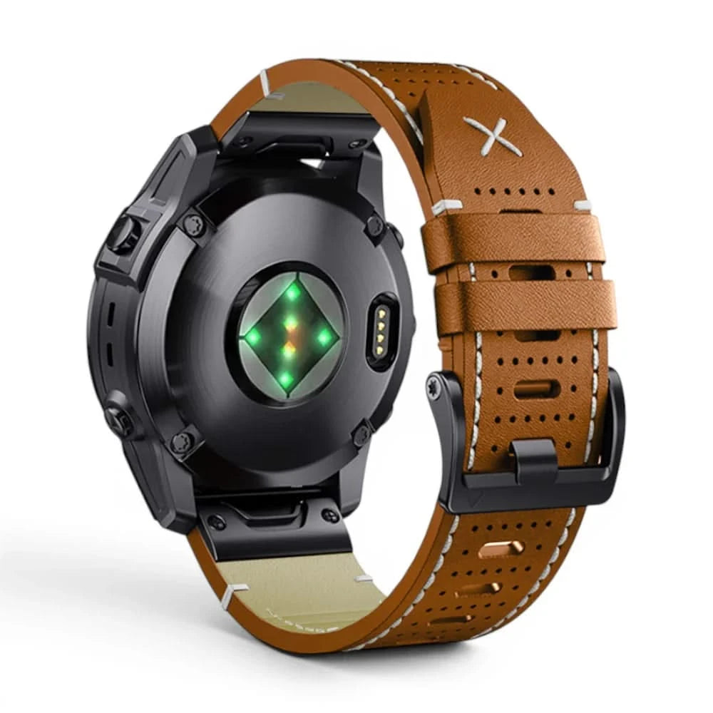 Bracelet Performance cuir marron, vue de dos - Garmin QuickFit 26mm | Clipz-it
