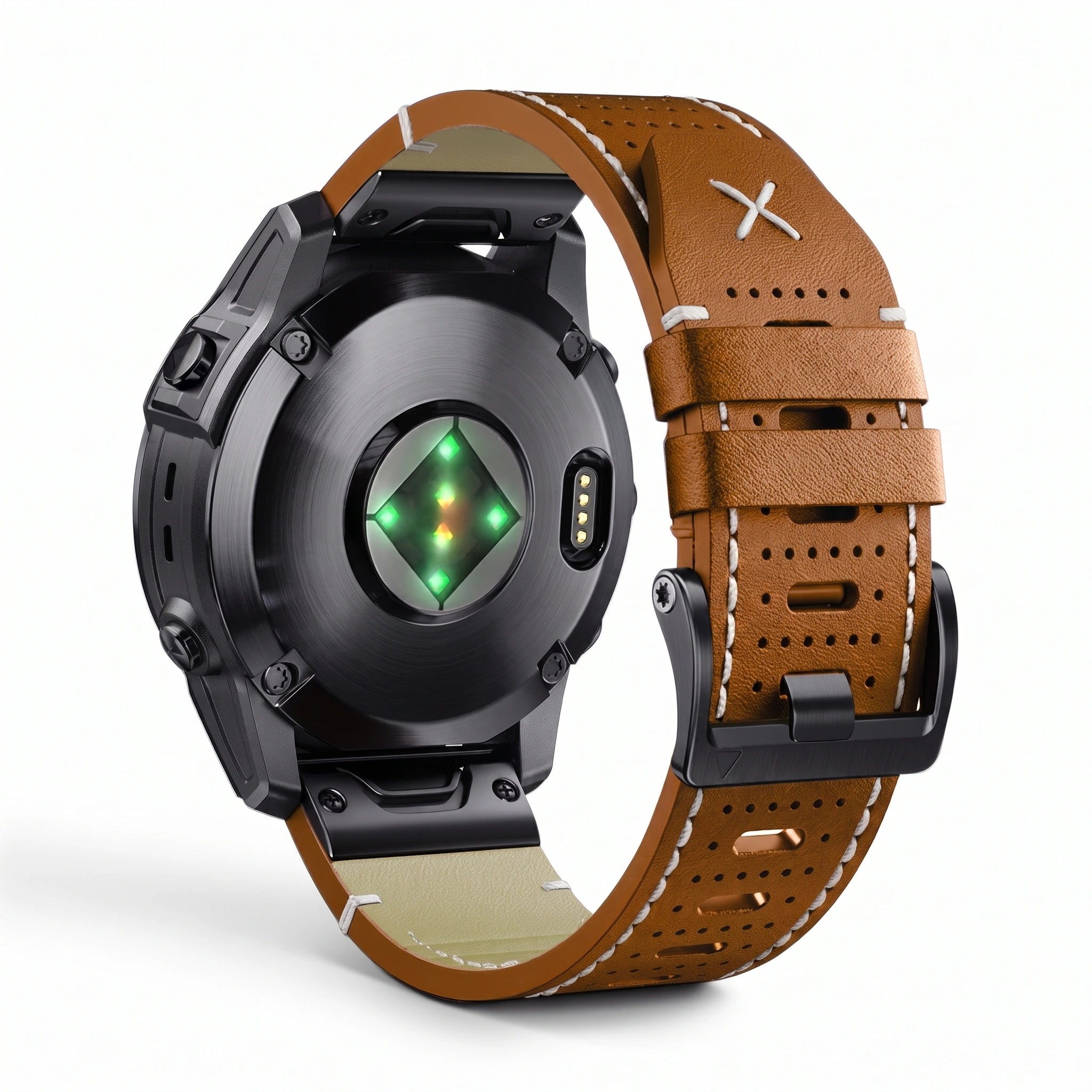 Bracelet Performance cuir marron, vue de dos - Garmin QuickFit 26mm | Clipz-it