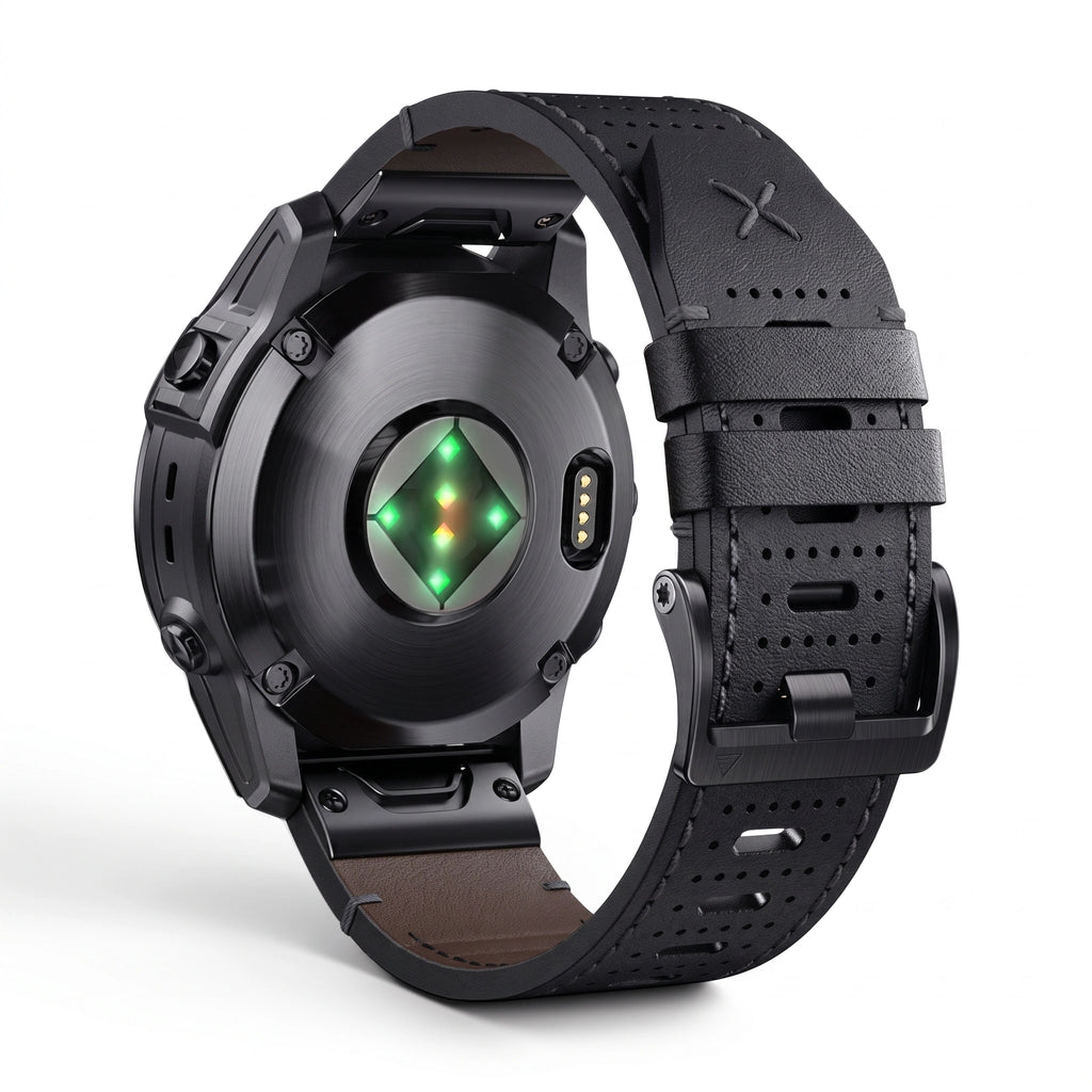 Bracelet Performance cuir noir, vue de dos - Garmin QuickFit 26mm | Clipz-it
