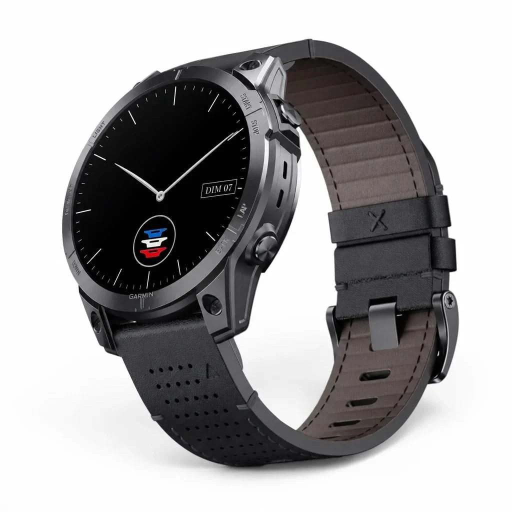 Bracelet Performance cuir noir, vue de face - Garmin QuickFit 26mm | Clipz-it