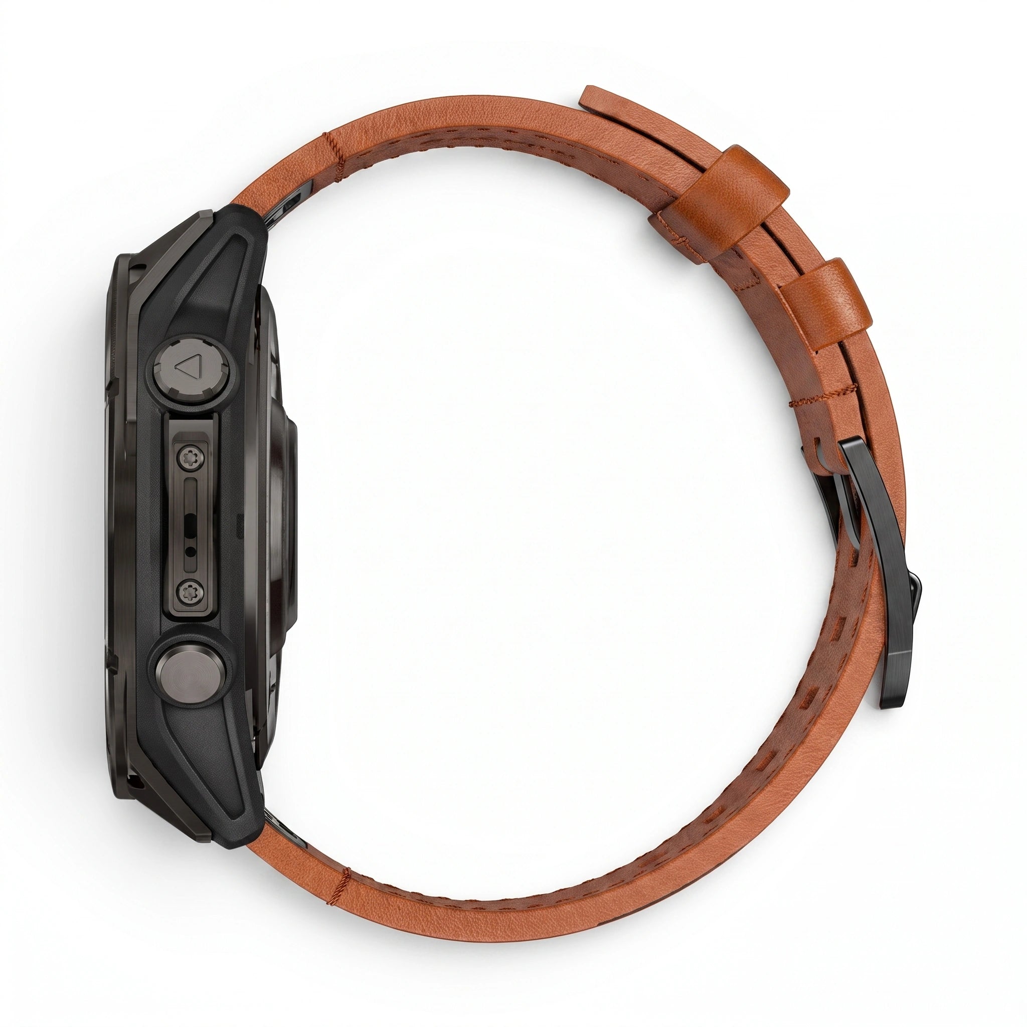 Bracelet Rancher cuir marron, vue de dos - Garmin QuickFit 26mm | Clipz-it