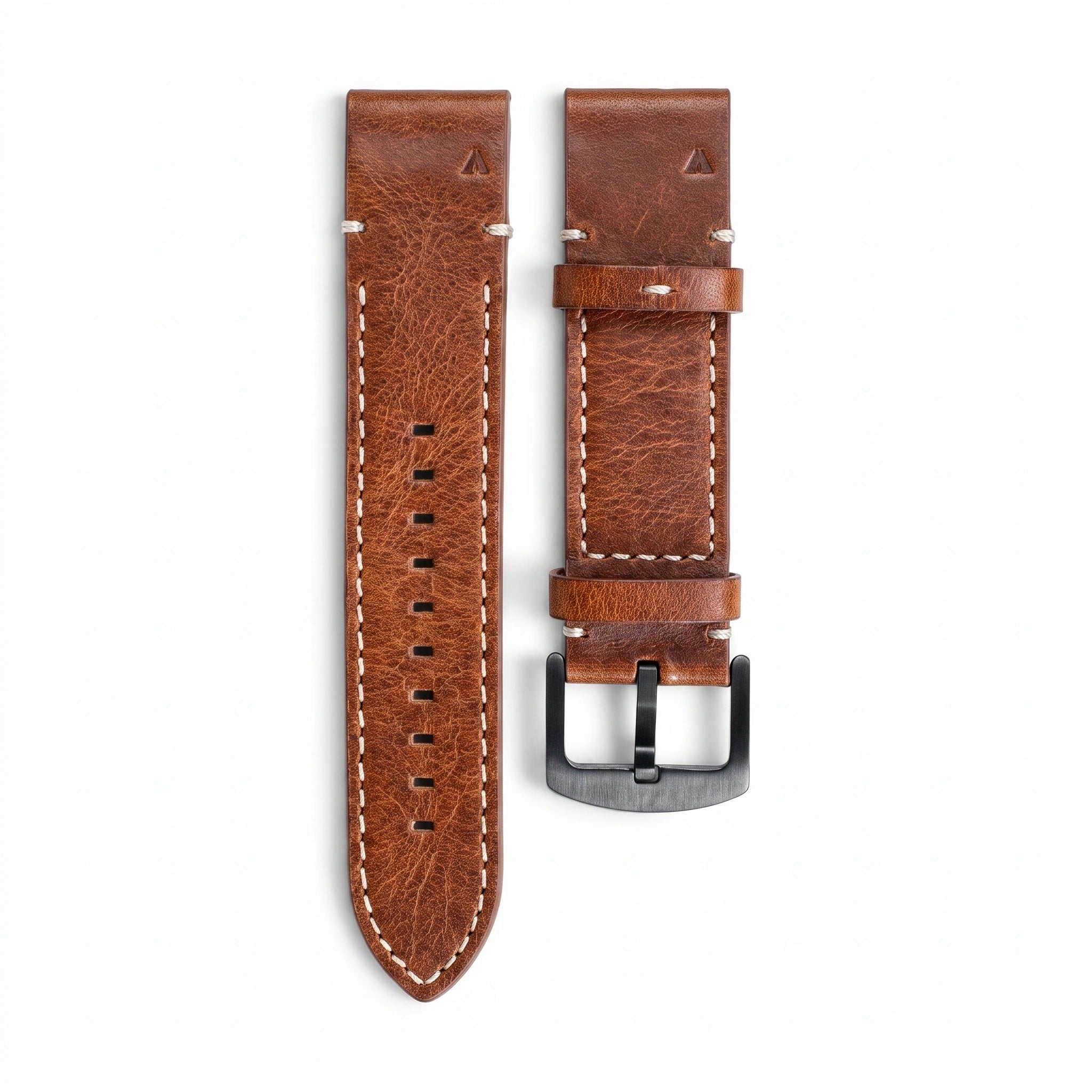 Bracelet Rancher cuir marron, vue de profil 2 - Garmin QuickFit 26mm | Clipz-it