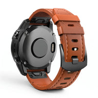 Bracelet Rancher cuir marron, vue de profil - Garmin QuickFit 26mm | Clipz-it