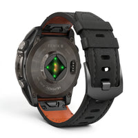 Bracelet Rancher cuir noir, vue de face 2 - Garmin QuickFit 26mm | Clipz-it