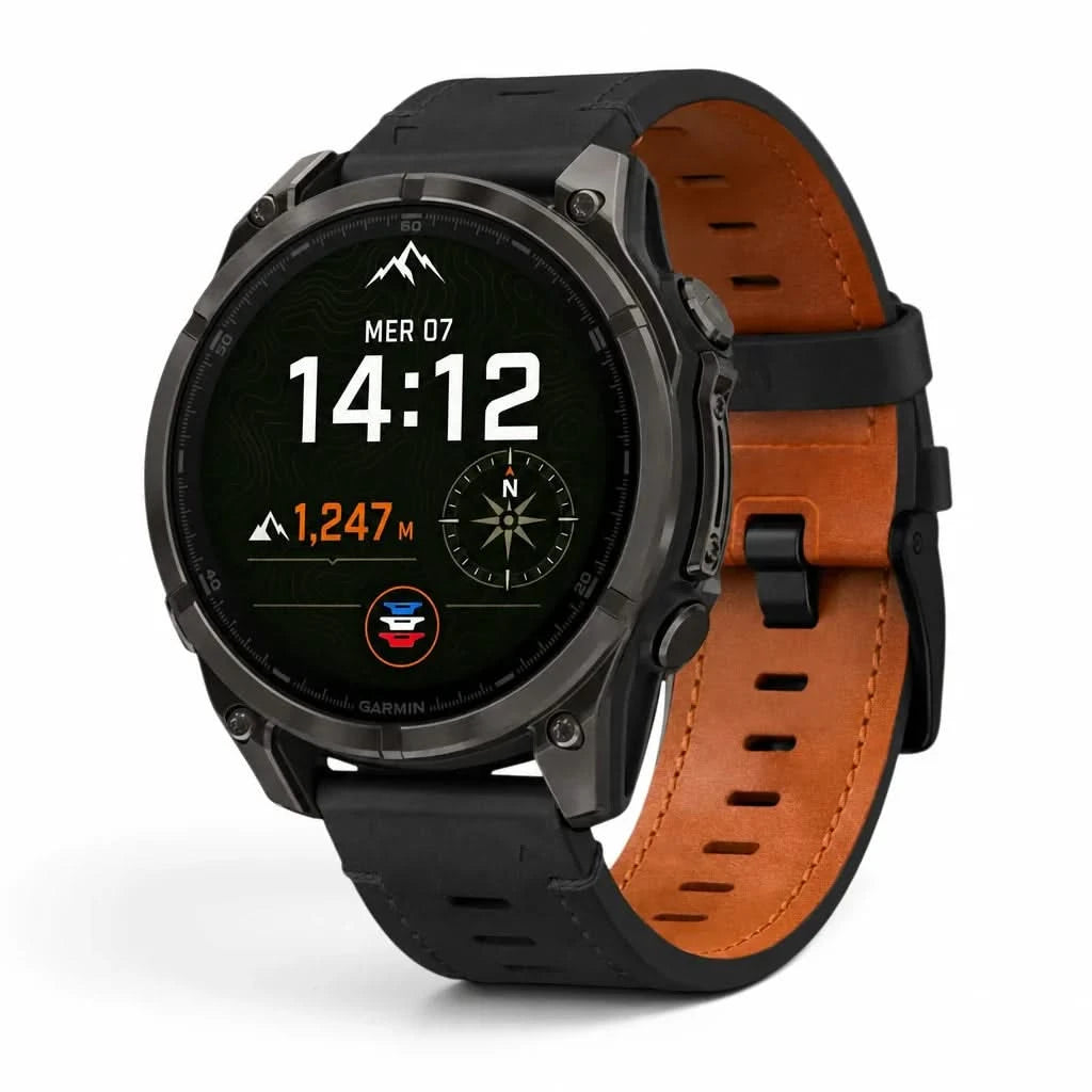 Bracelet Rancher cuir noir, vue de face - Garmin QuickFit 26mm | Clipz-it
