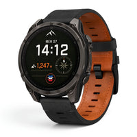 Bracelet Rancher cuir noir, vue de face - Garmin QuickFit 26mm | Clipz-it