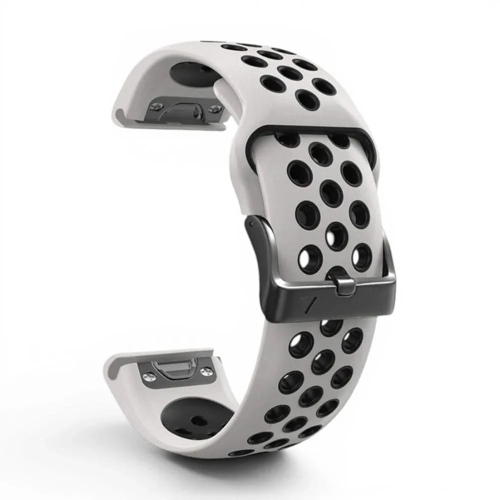 Bracelet Rhythm silicone blanc, vue de profil - Garmin QuickFit 26mm | Clipz-it