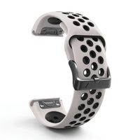 Bracelet Rhythm silicone blanc, vue de profil - Garmin QuickFit 26mm | Clipz-it