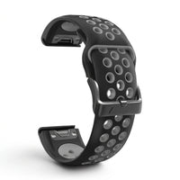 Bracelet Rhythm silicone noir, vue de profil - Garmin QuickFit 26mm | Clipz-it