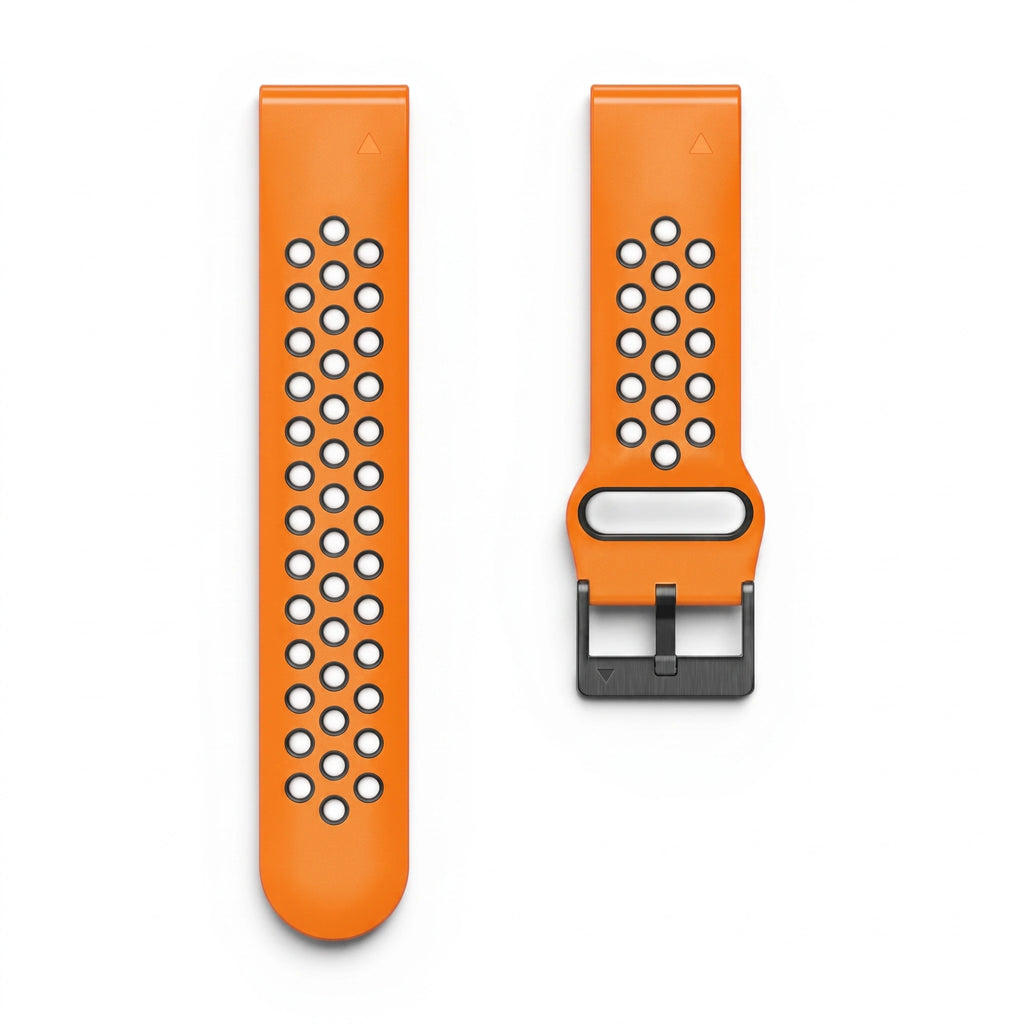 Bracelet Rhythm silicone orange, vue de dos 2 - Garmin QuickFit 26mm | Clipz-it