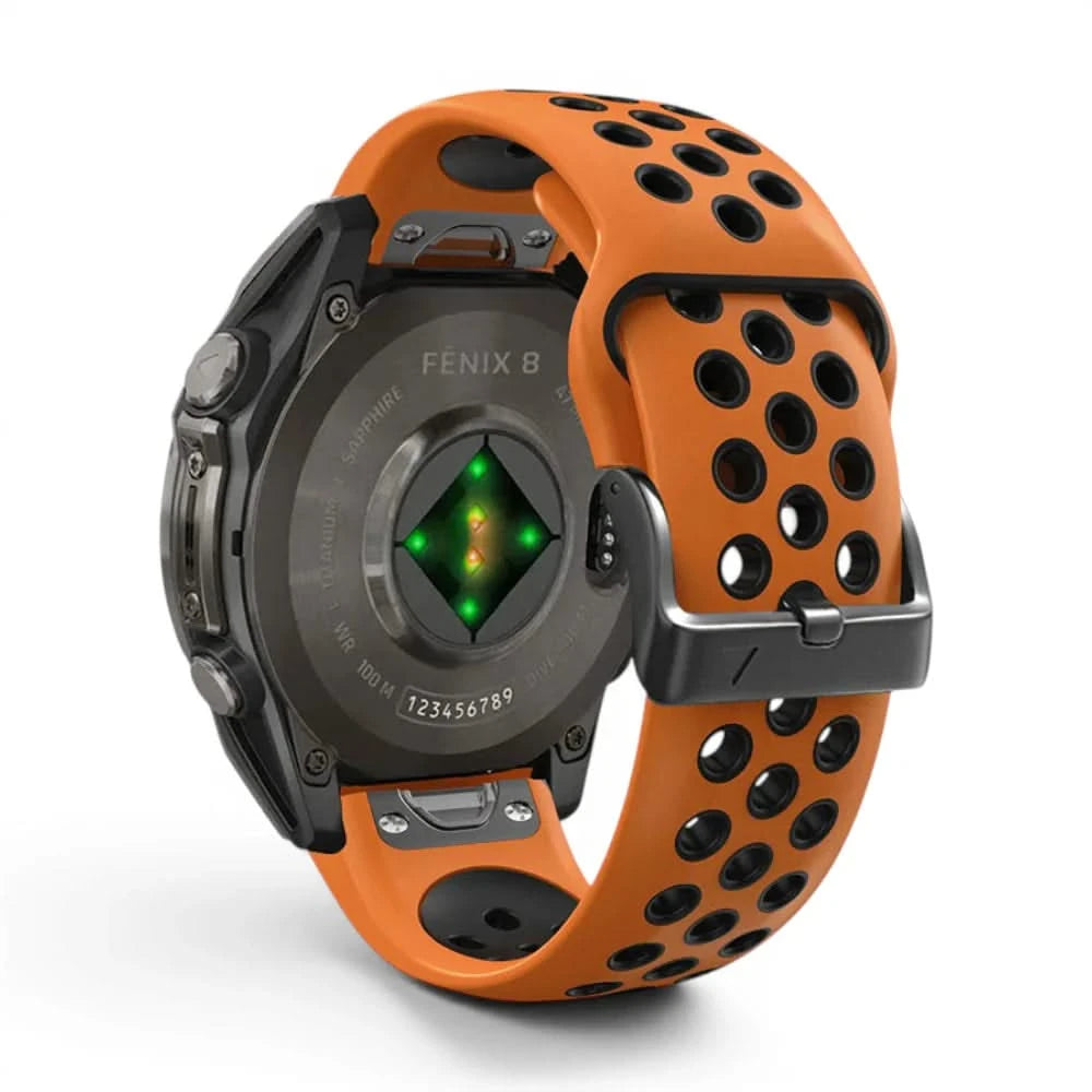 Bracelet Rhythm silicone orange, vue de face 2 - Garmin QuickFit 26mm | Clipz-it