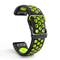 Bracelet Rhythm silicone vert, vue de profil - Garmin QuickFit 26mm | Clipz-it
